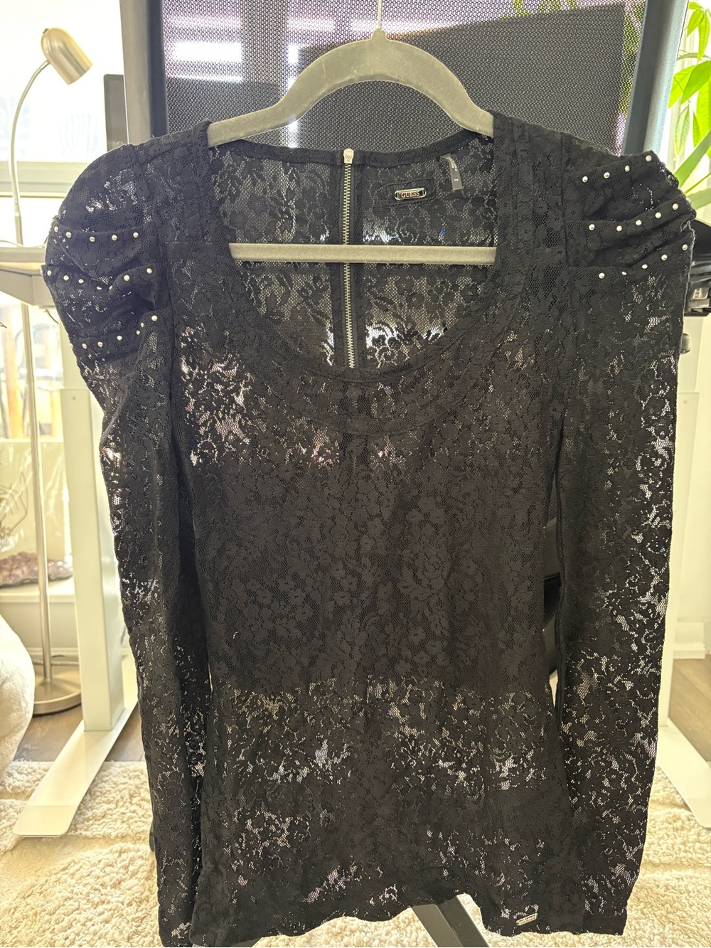 Guess Black Lace Top